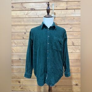 East Island Vintage Green Corduroy Button Up Shirt Men’s Medium 8 Wale